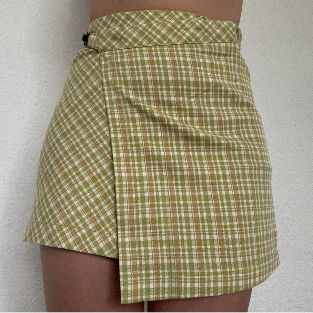 Urban Outfitters Green Plaid Mini Skirt
